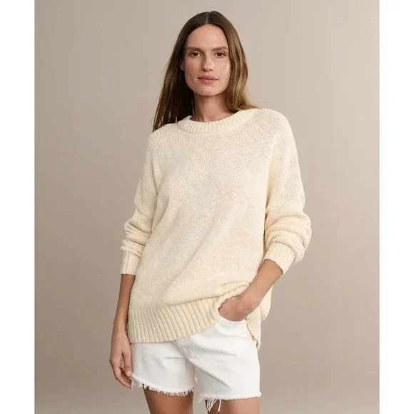 Jenni Kayne Cruise Cocoon Crewneck Chunky Knit Sweater Size XS Oatmeal Casual